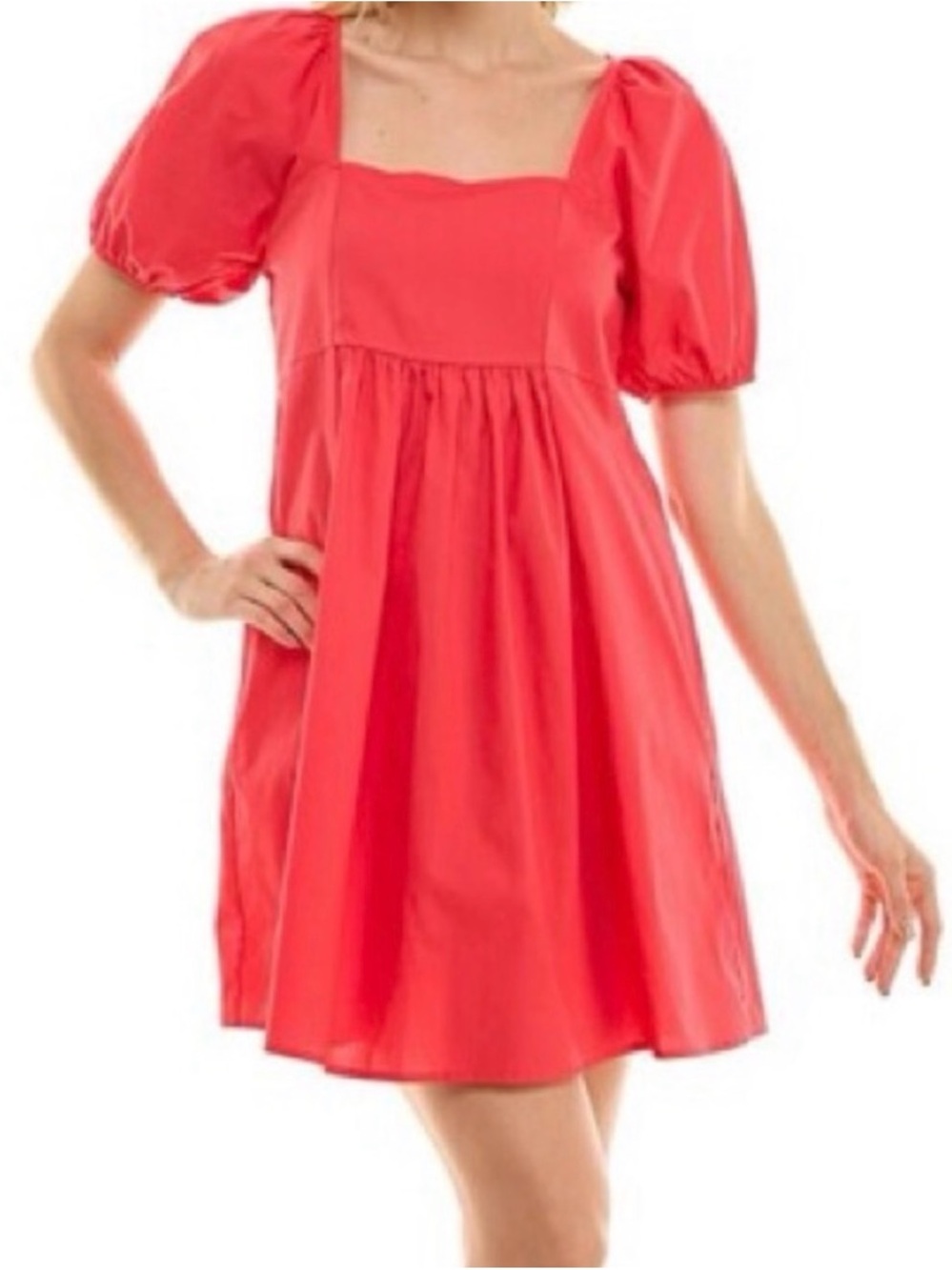 XXL Draper James Coral-Red Smocked Detail Dress POCKETS! 100% cotton